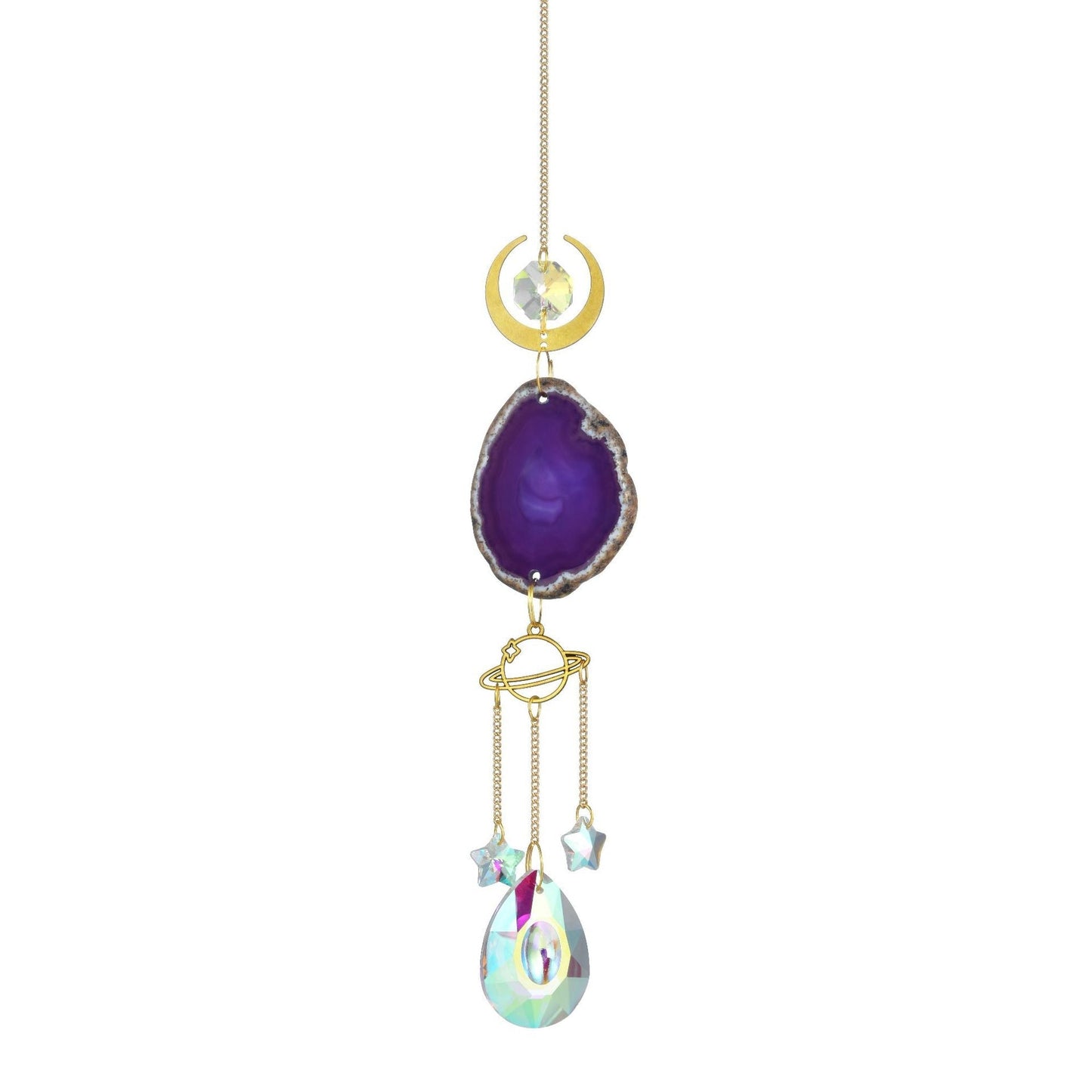 Colorful Agate Sun Moon Crystal Suncatcher