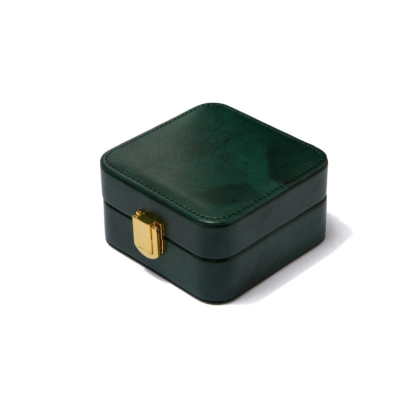 Solid Color Portable Mini Jewelry Case With Mirror