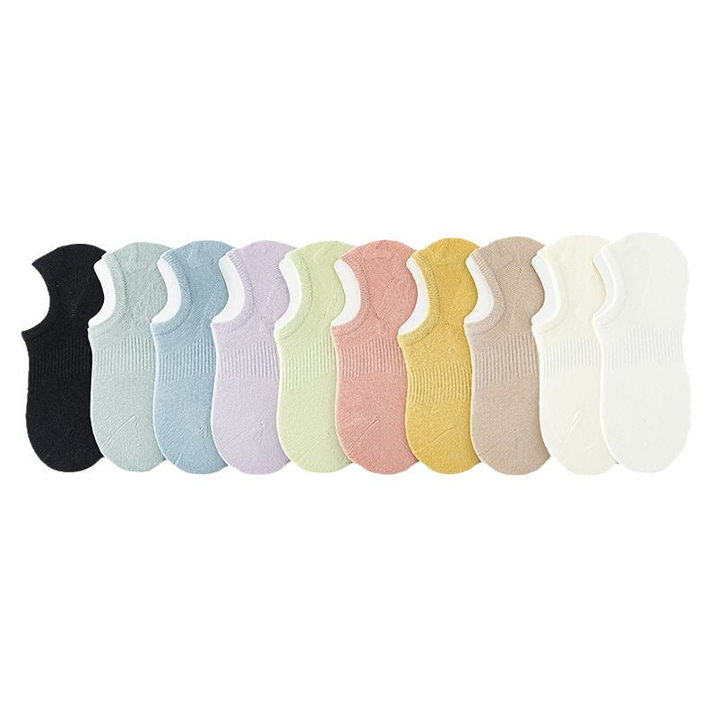 Solid Color Ribbed Low Ankle Socks