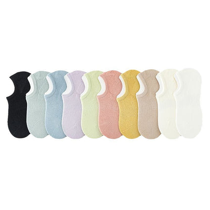 Solid Color Ribbed Low Ankle Socks