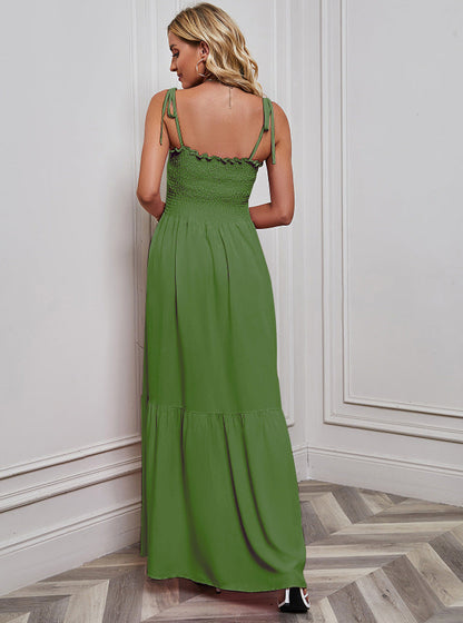 Ruffle Pleated String Spaghetti Dress