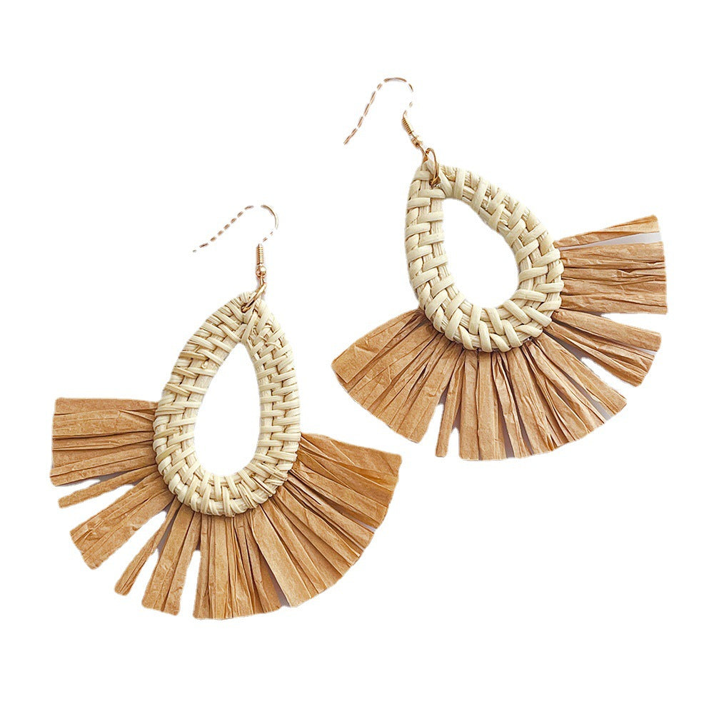Elegant Simple Elegant Rattan Hoop Earrings