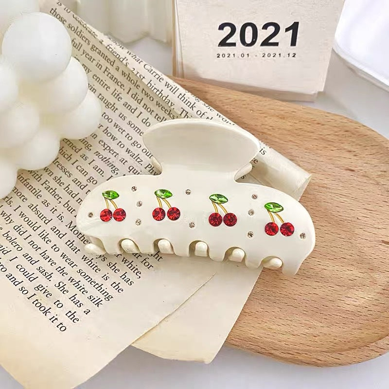 2+Cute Cherry Rhinestone Hair laws