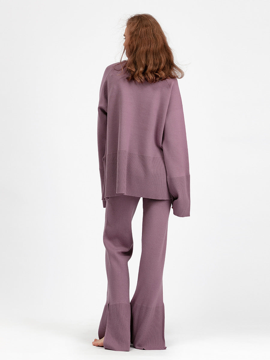 2+ Round Neck Side Split Knit Sets