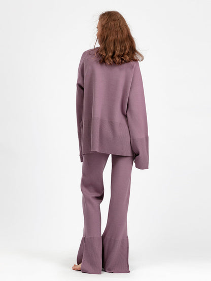 2+ Round Neck Side Split Knit Sets