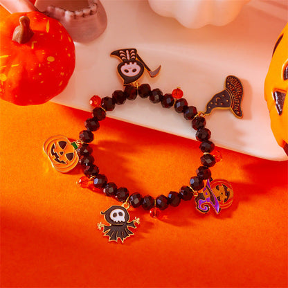 Spooky Ghost Pumpkin Spider Charm Halloween Bracelet