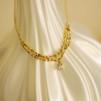 Trendy Zircon Twisted Chain Necklace