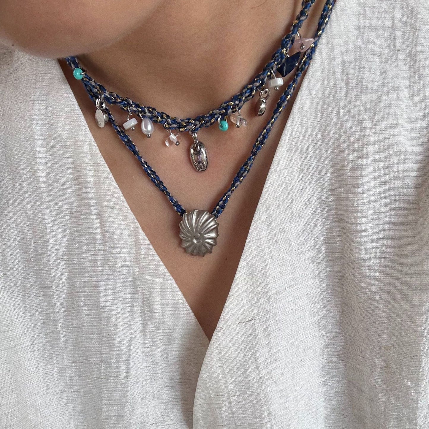 Handmade Shell Conch Braided Cord Necklace