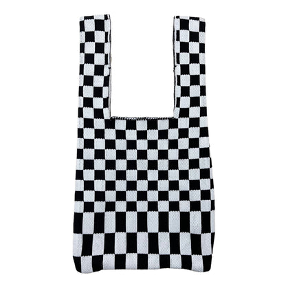 20+ Colorful Plaid Color Block Knit Handbag