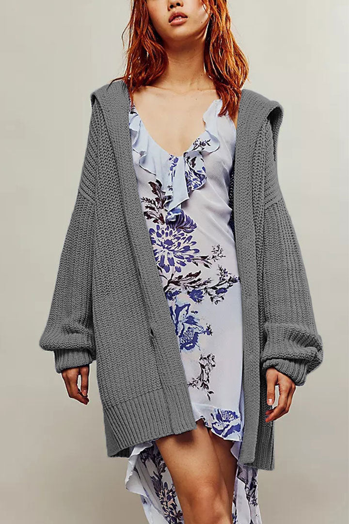 Lapel Loose Button Sweater Cardigan