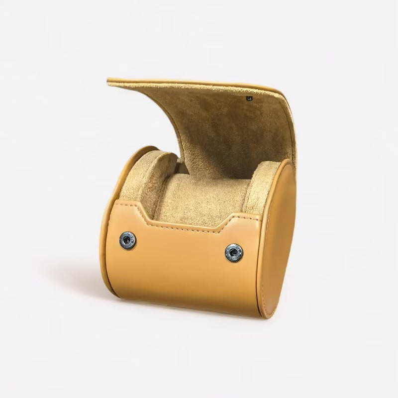 Solid Color PU Leather Watch Roll Case