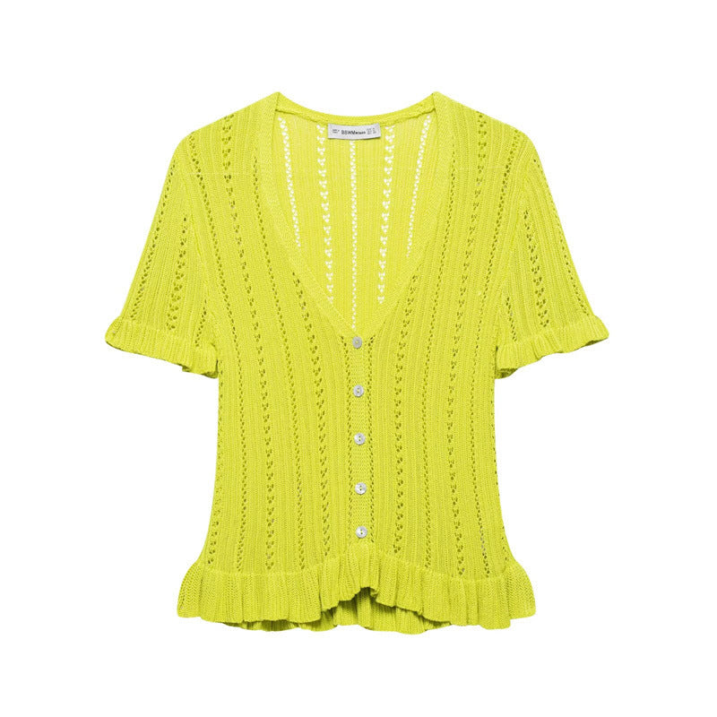 Trendy Hollow Out Jacquard Knit Top