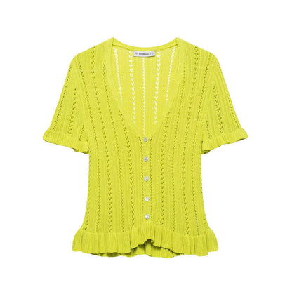 Trendy Hollow Out Jacquard Knit Top