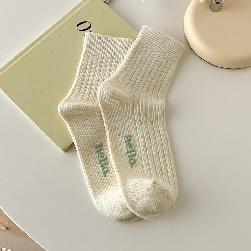 Candy Color Simple Letter Soft Socks