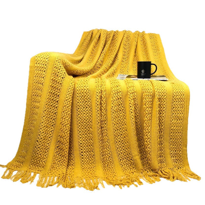 Solid Color Cozy Cable Knit Sofa Blanket