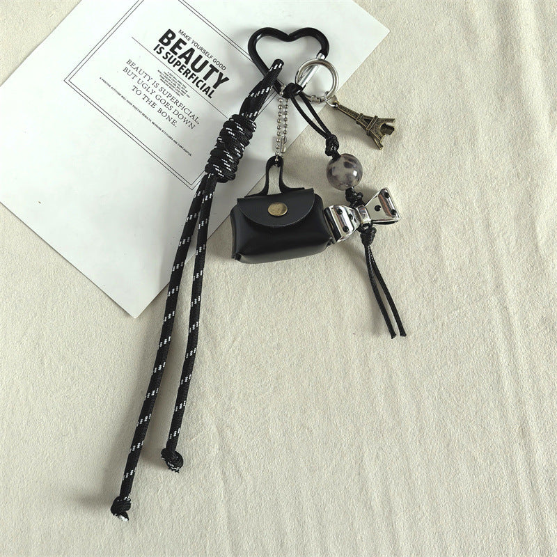 Mini Leather Bag Braided Keychain Charms