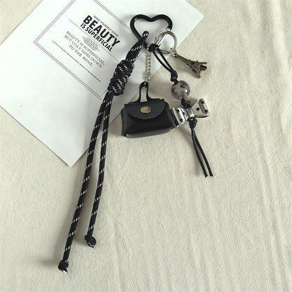 Mini Leather Bag Braided Keychain Charms