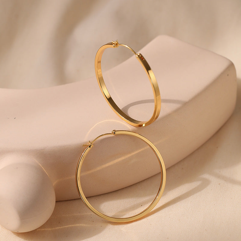Gold Simple Punk Circle Hoop Earrings
