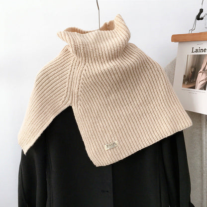 Solid Color Pullover High Neck Knitted Scarf