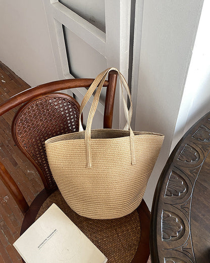 Cute Large Bucket Woven Bag