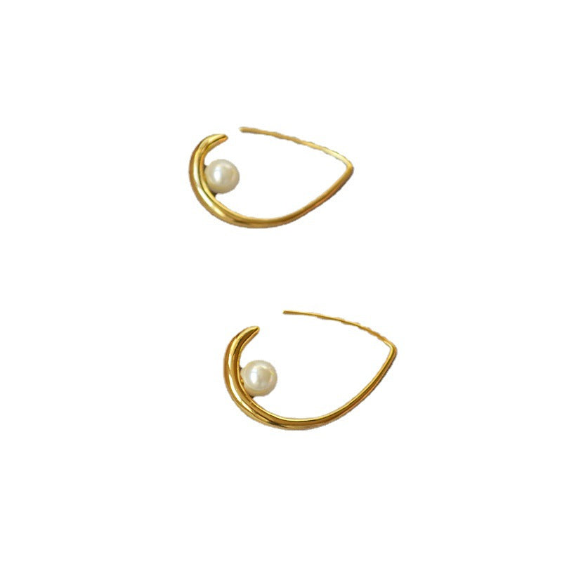 Gold Plated Teardrop Pearl Hoop Earrings