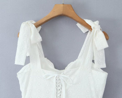 Classic Solid Color Embroidered Mini Dress