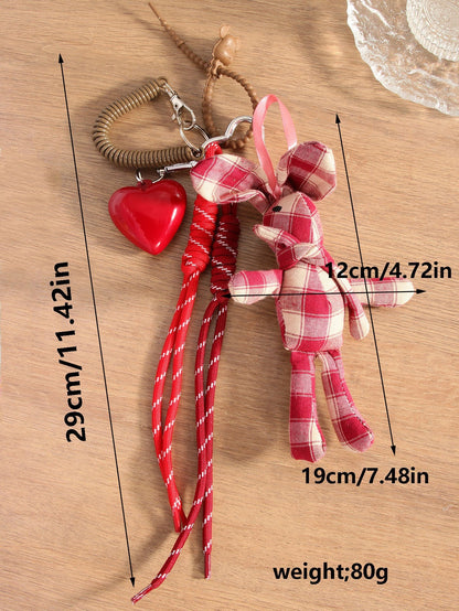 Red Plaid Rabbit Love Bag CHarms