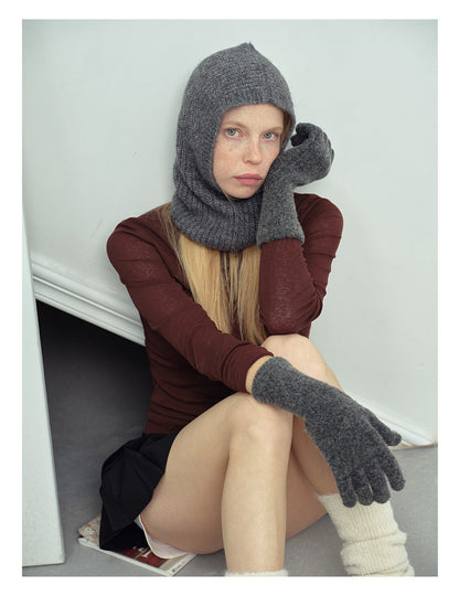 Solid Color Cute Plushed Knit Gloves