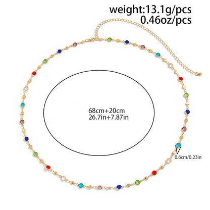 Boho Colorful Rhinestone Crystal Waist Chain