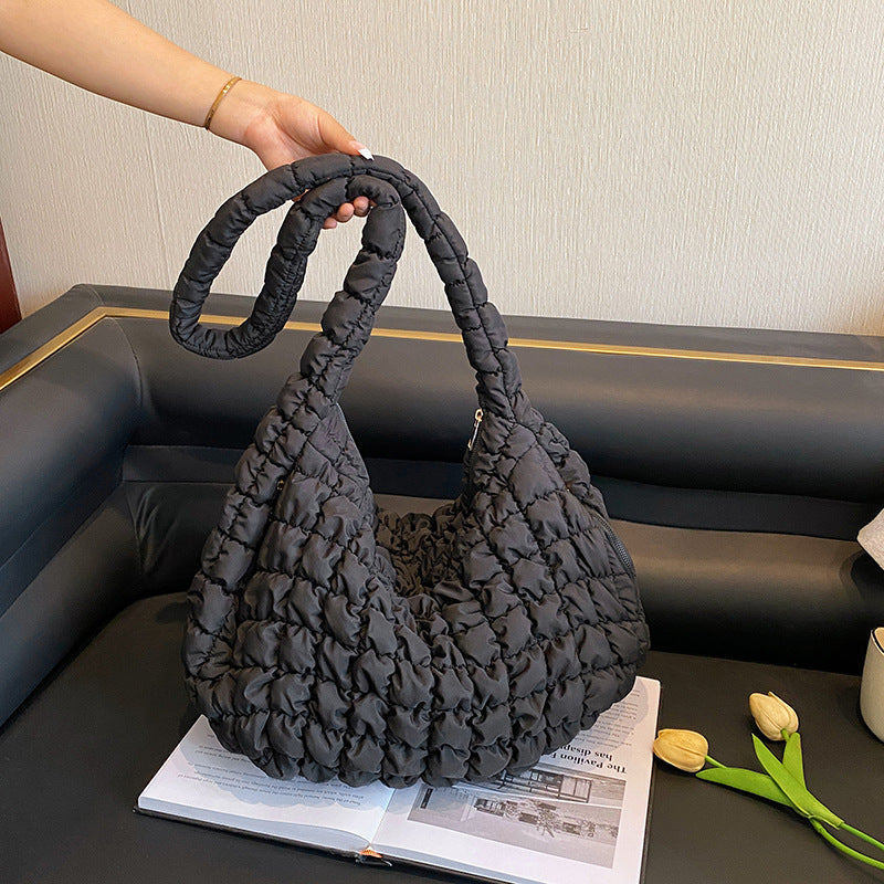 Solid Color Cloud Bag Puffer Shoulder Tote Bag