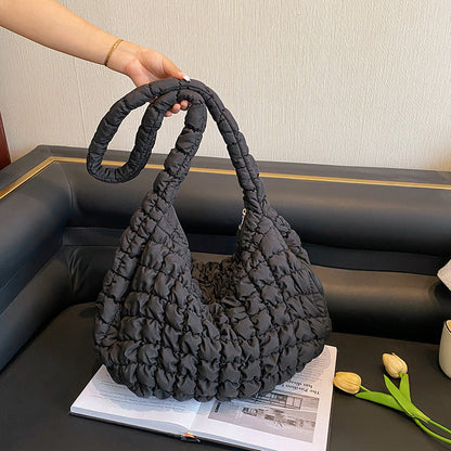 Solid Color Cloud Bag Puffer Shoulder Tote Bag