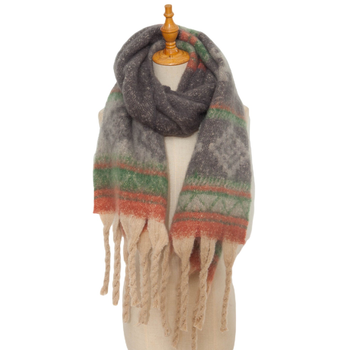 Contrast Color Tassel Mohair Scarves
