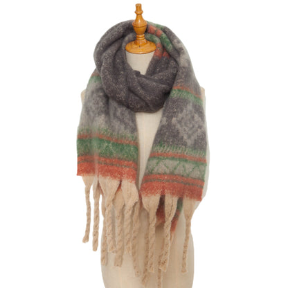 Contrast Color Tassel Mohair Scarves