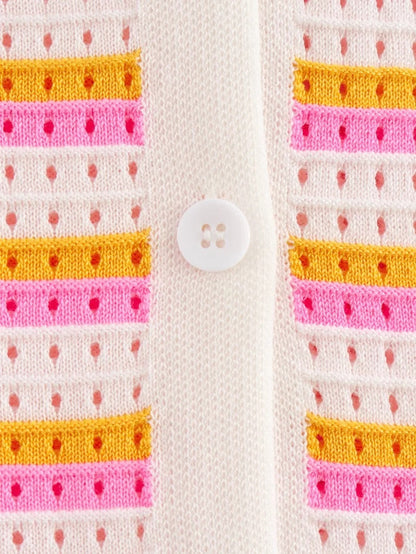 Striped Color Block Lapel Knit Sets