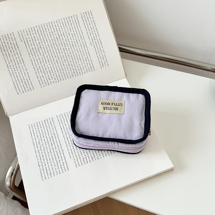 Cute Color Block Soft Makeup Bag