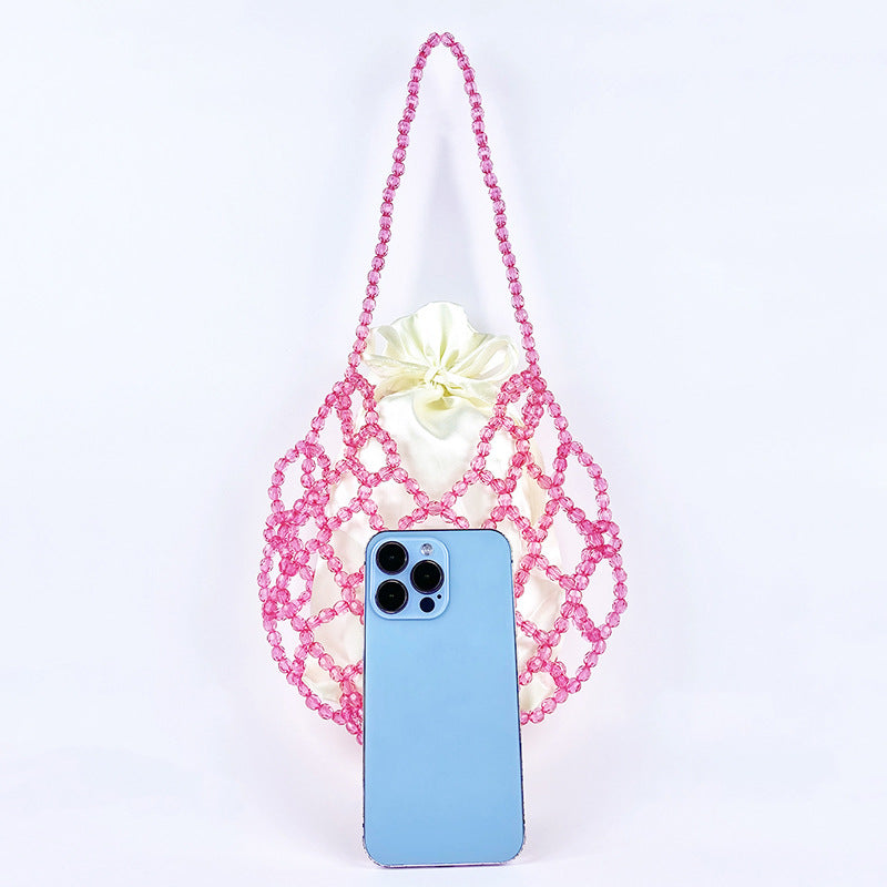 Pink Beads Hollow Out Shoulder Bags