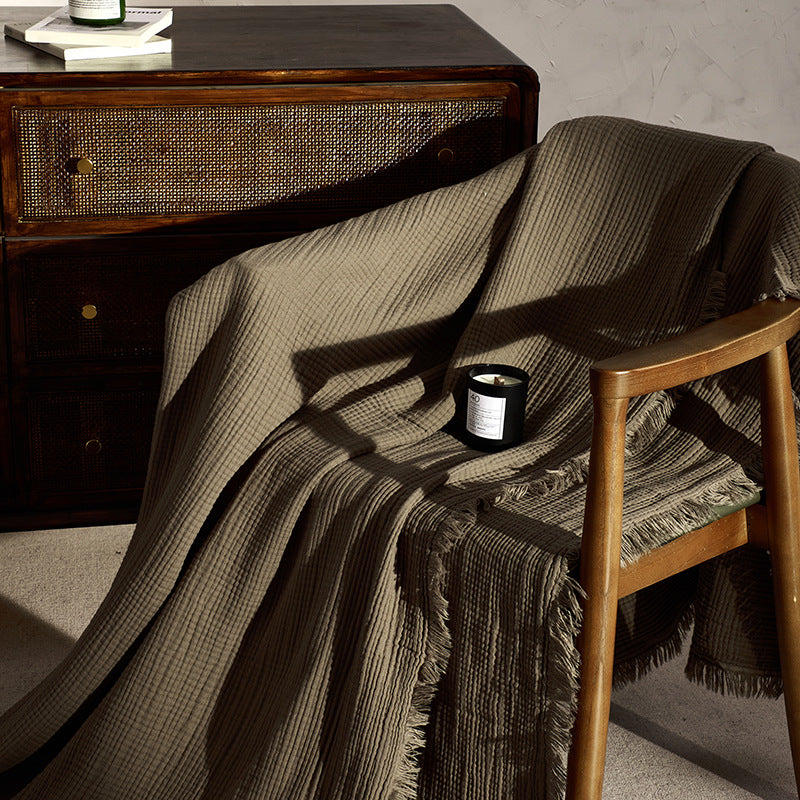 Retro Tassel Solid Color Soft Knit Blanket