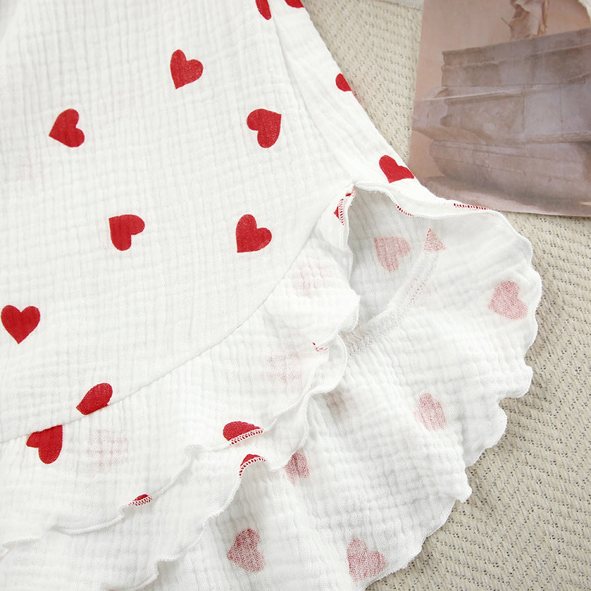 Love Print Flounce Sexy Sleepwear Sets