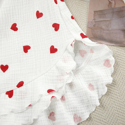 Love Print Flounce Sexy Sleepwear Sets
