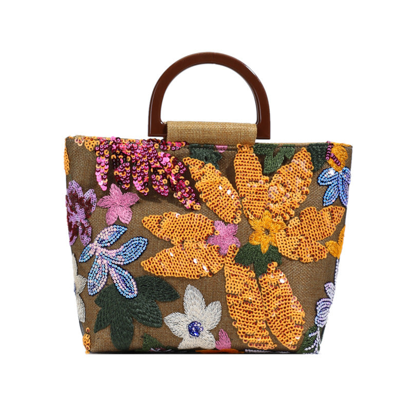 Colorful Sequin Embroidered Tote Bag