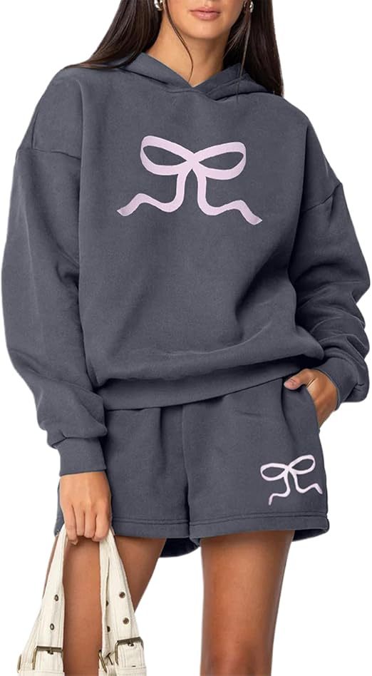 Simple Solid Color Hoodie Sweater Shorts Set