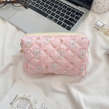 Cute Cartoon Print Flower Print Make Up Bag