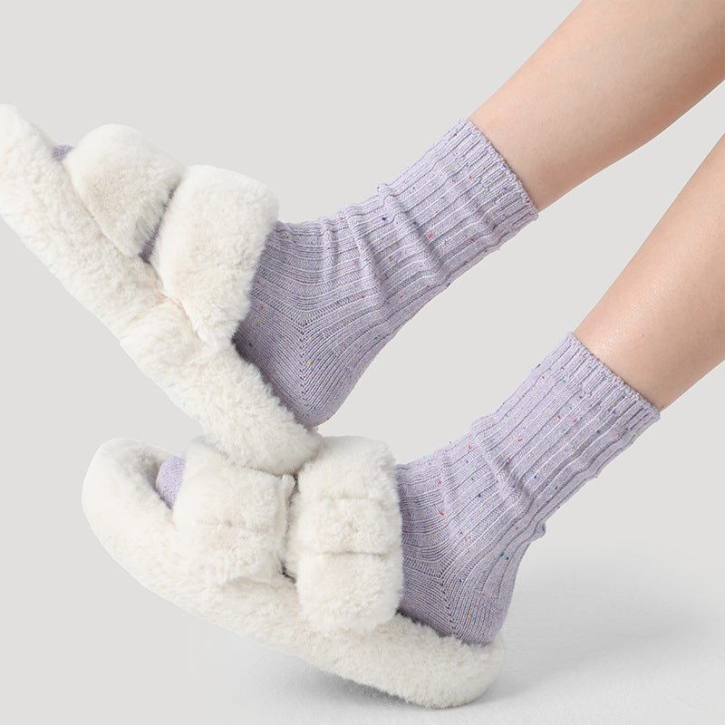 Colorful Dots Solid Color Slouch Socks