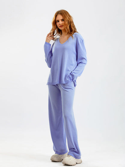 2+ Solid Color V-Neck Knit Sets