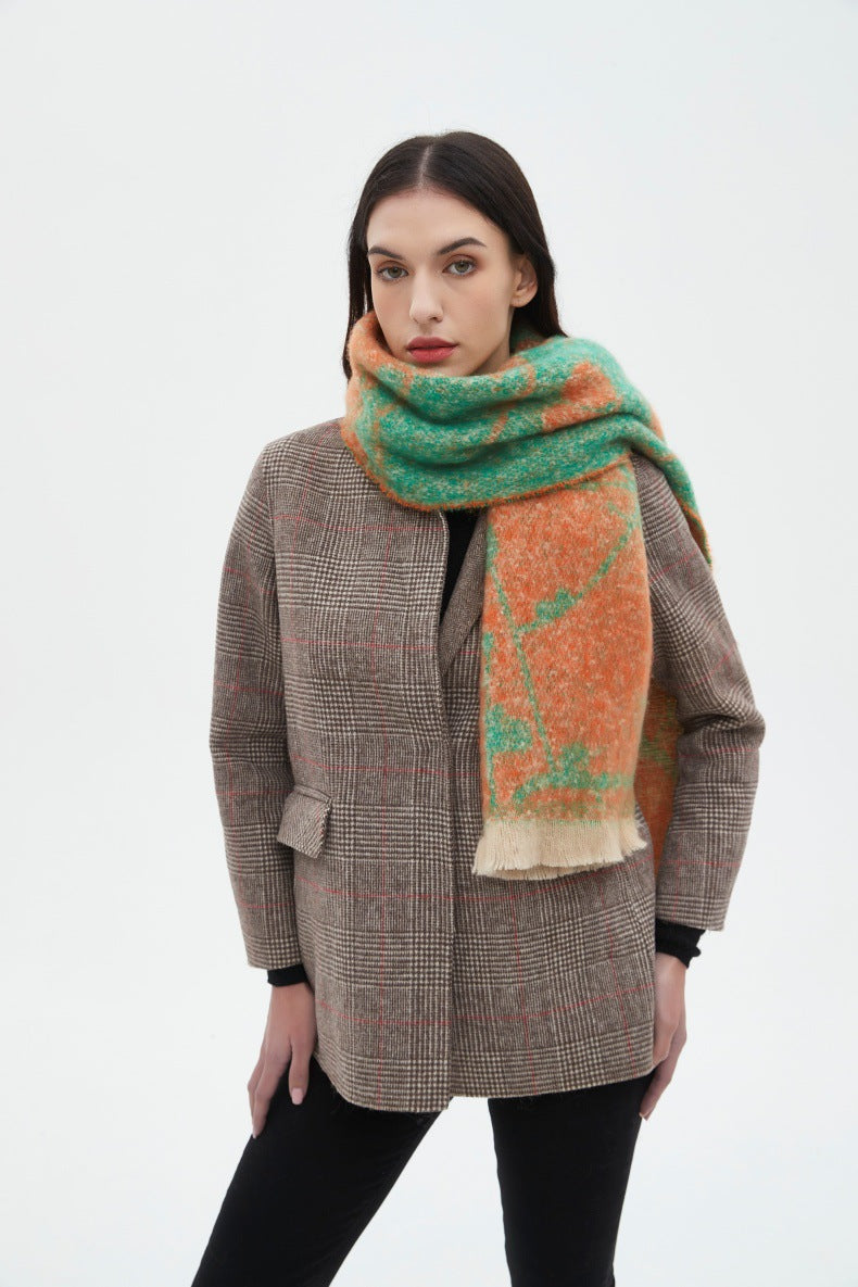 Contrasct Color Floral Print Scarves