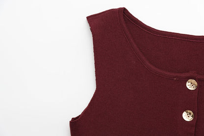 Round Neck Button Down Sleeveless Vest