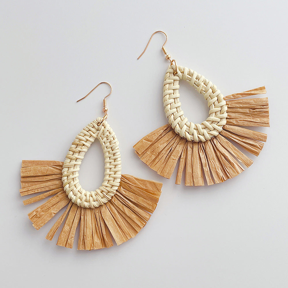 Elegant Simple Elegant Rattan Hoop Earrings