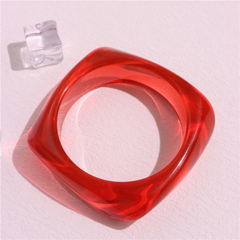 Multicolor Irregular Square Acrylic Bracelets