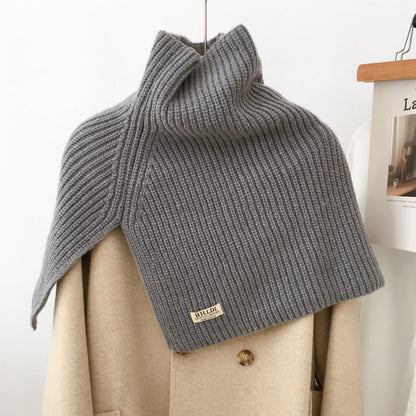 Solid Color Pullover High Neck Knitted Scarf
