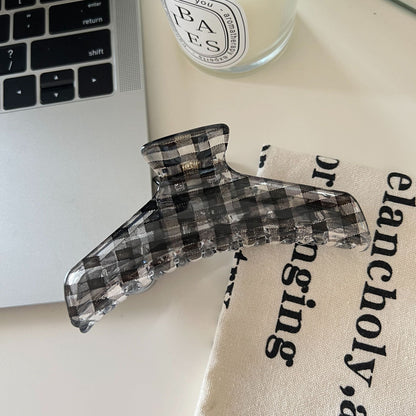Black Plaid Geometric Sheer Hair Claw